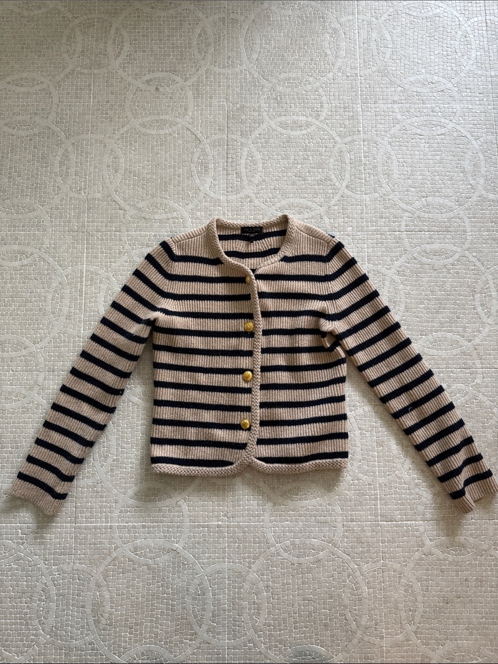 NWOT rag & bone Beige and Black Striped Button Cardigan